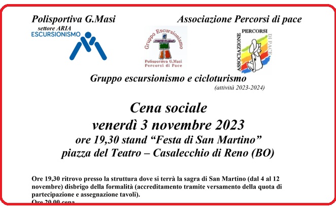 CENA SOCIALE ALLA FESTA DI SAN MARTINO