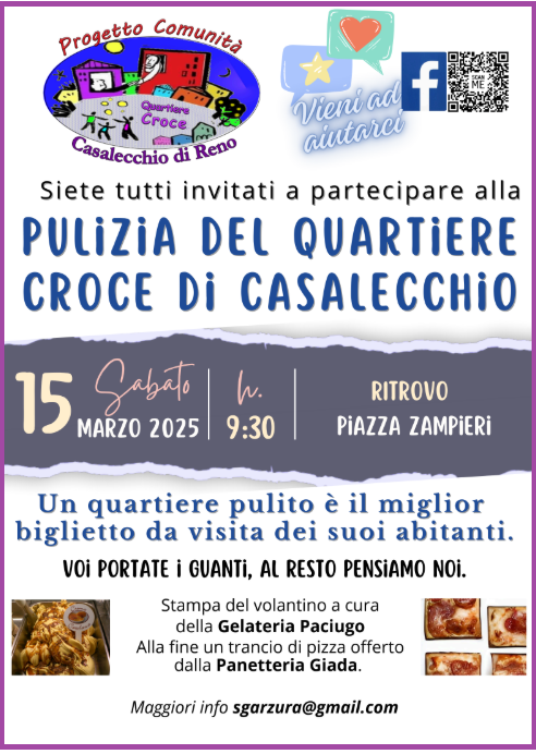 15 marzo ore 9&colon;30  PULIZIA DEL QUARTIERE CROCE