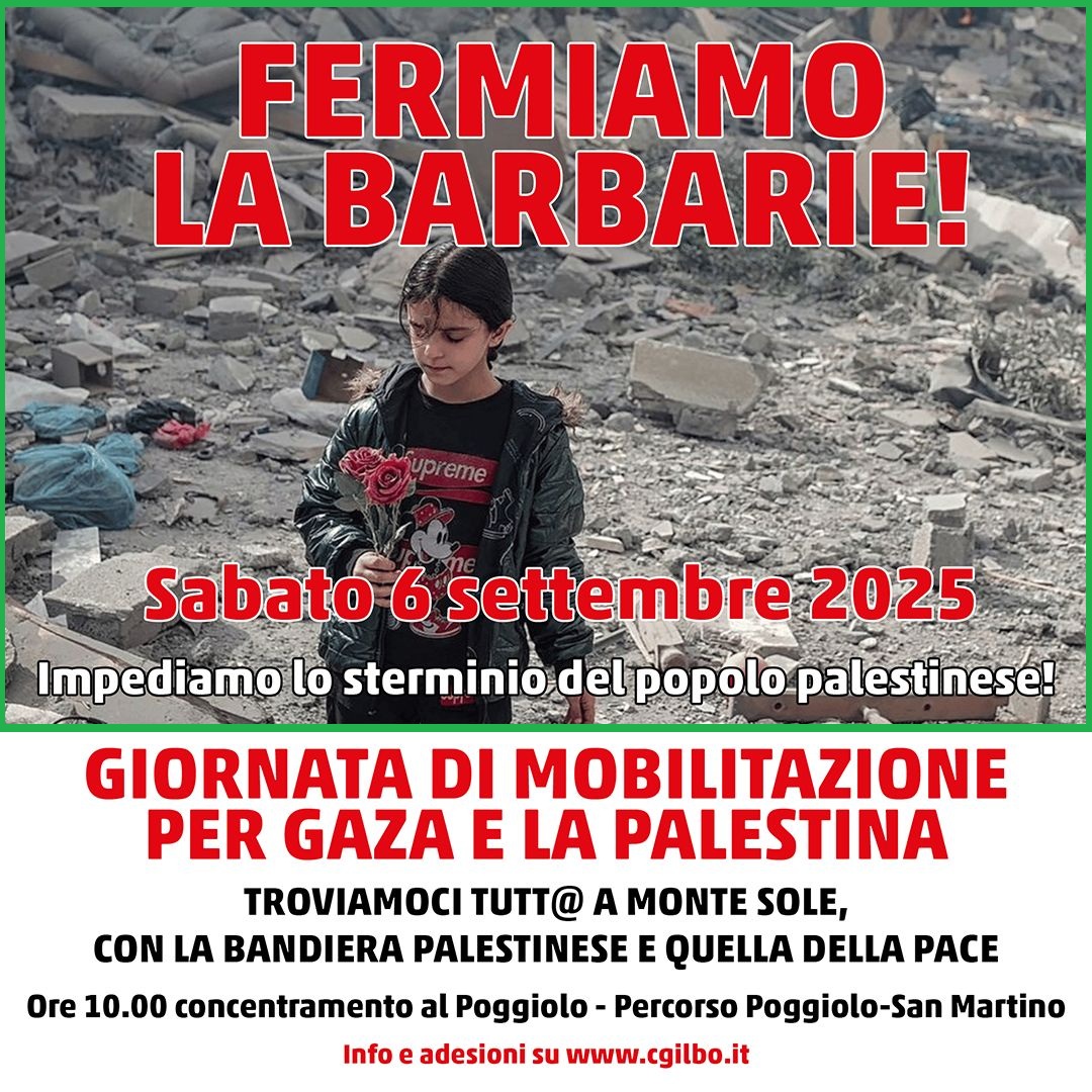 6 settembre &colon; una giornata di mobilitazione per GAZA e la PALESTINA