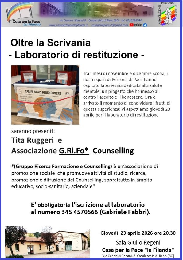 23 aprile ore 20&period;30  Oltre la Scrivania&nbsp;- Laboratorio di restituzione -&nbsp;