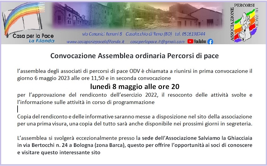 CONVOCAZIONE ASSEMBLEA PERCORSI DI PACE