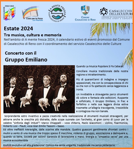 CONCERTO CON IL GRUPPO EMILIANO  Marted&igrave; 23 luglio 2024 ore 20&period;30