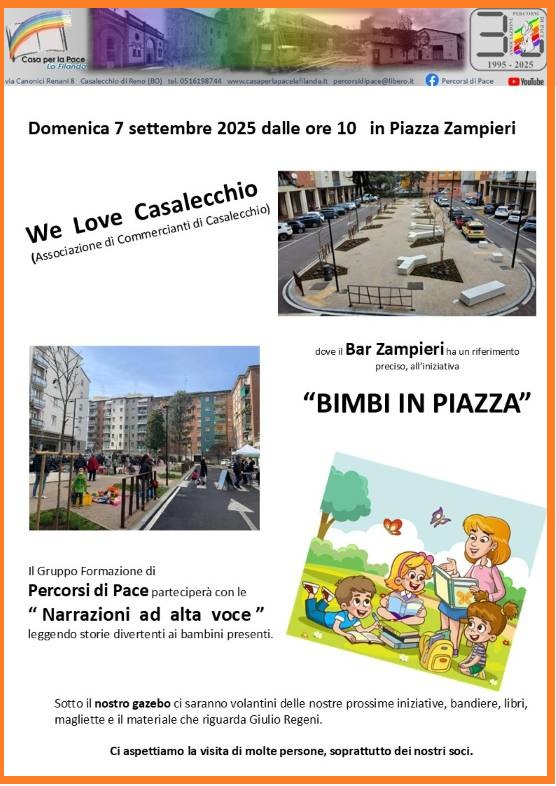 7 settembre NARRAZIONI AD ALTA VOCE  per "Bimbi in piazza"